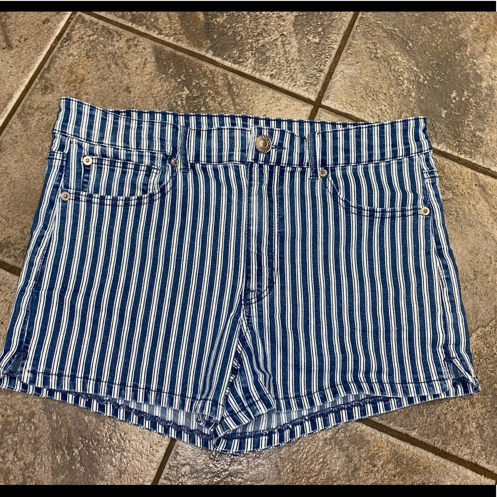 Striped American Eagle Denim Shorts